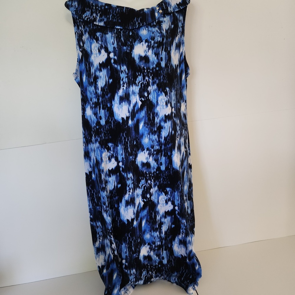 NWT Rafaella Blue Black Sleeveless‎ Dress Abstract Print Size L Career Office